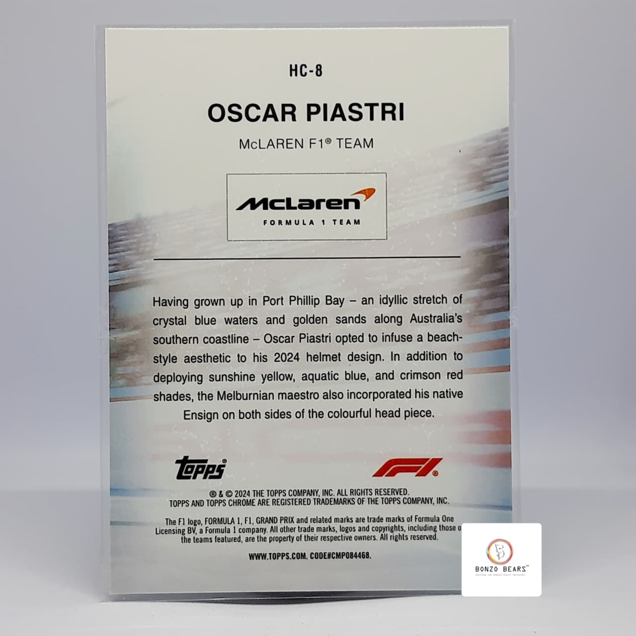 Oscar Piastri Helmet Card Refractor- 2024 Topps Chrome Formula 1 - Mclaren team ( Most wanted )