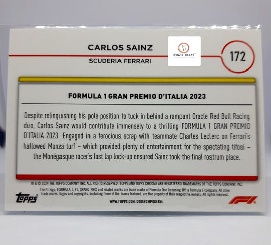 Aqua Sapphire - Carlos Sainz 21/99(Limited to 99 Prints World Wide) Ferrari Racing Team Gran Premio D' Italia 2023(Italian grand prix ) F1 card | Bonzo Bears