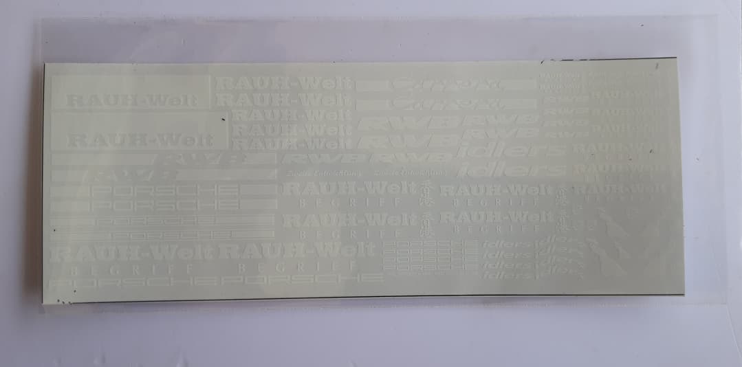 RWB RAUH WELT PORSCHE( White ) Sticker - for1/64 And 1/43 -- Hot wheels , Minit GT & Tomica