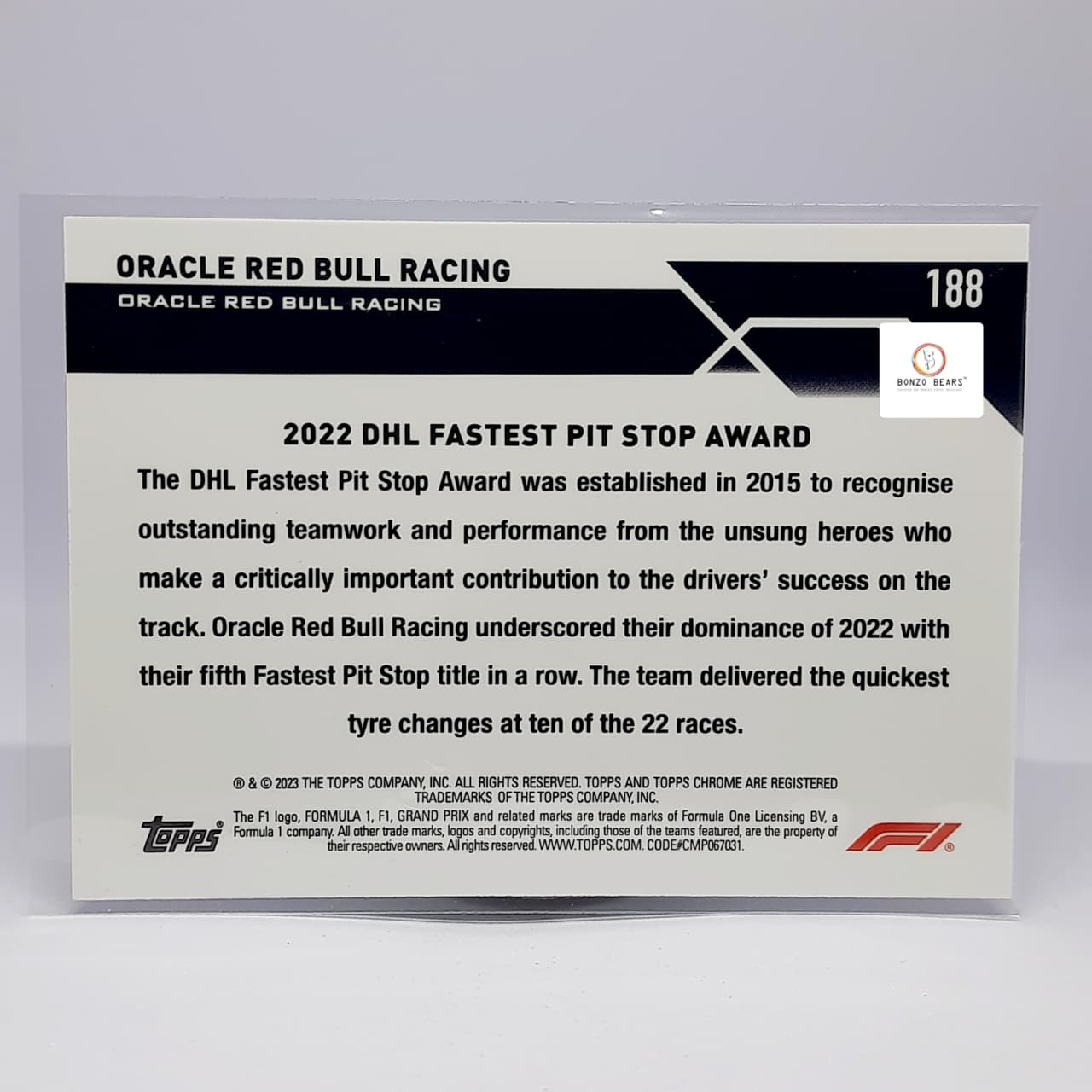 Oracle Red Bull Award Winners Mini Diamond 102/299 #188(Limited to 299 Prints World Wide) 2023 - Topps Chrome Formula 1 F1