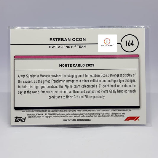 Esteban Ocon Purple Checker Flag 018/199(Limited to 99 Prints Worl Wide) #164 - 2024 Topps Chrome Formula 1 F1