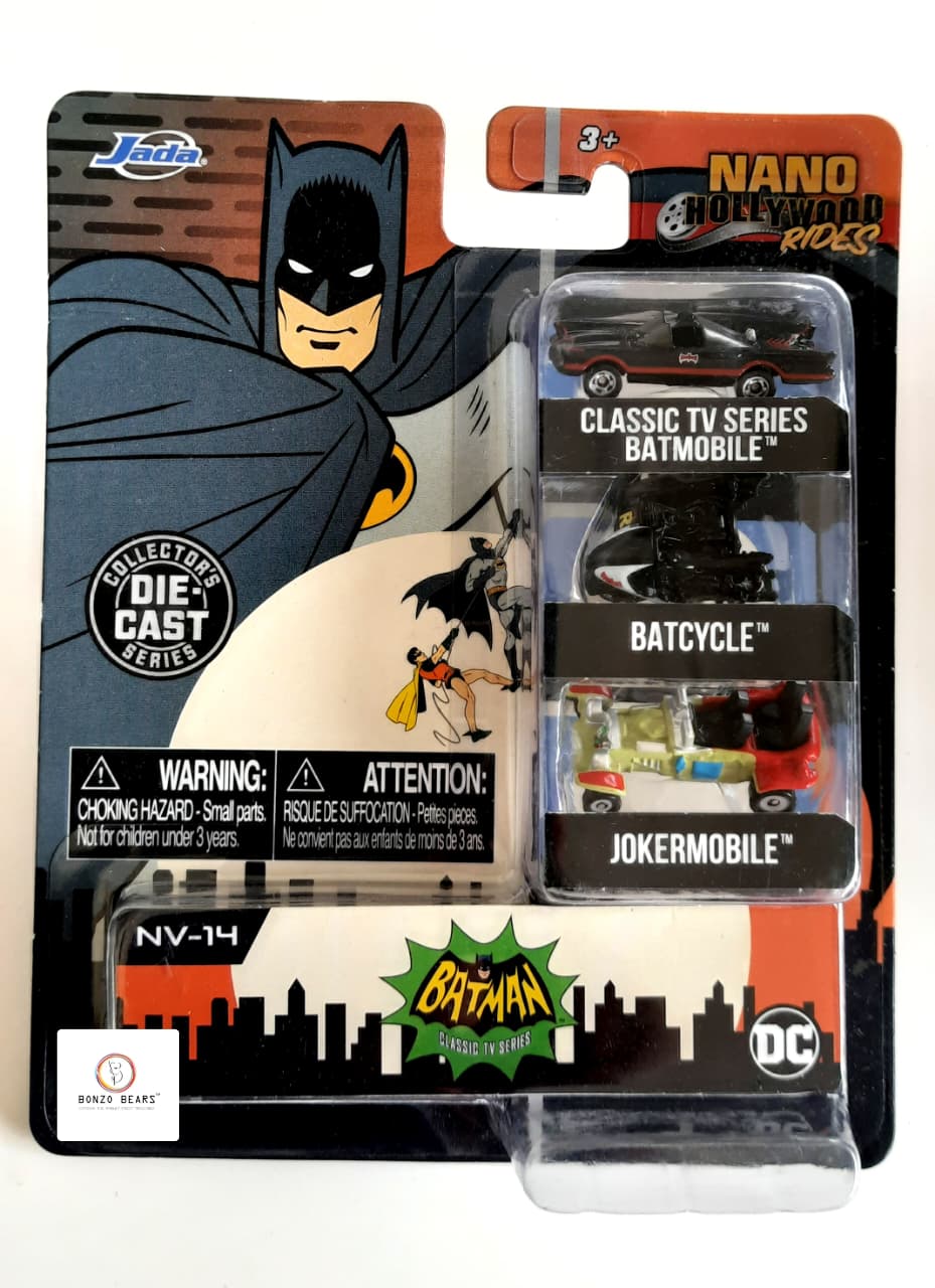 Jada Batman Nano Rides - Batmobile, Batcycle, Jokermobile (1:87 Scale) | Bonzo Bears