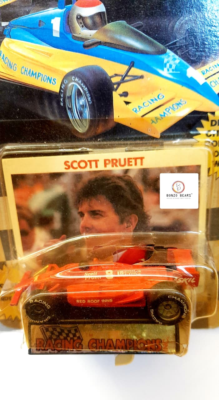 Rare Vintage - RACING CHAMPIONS -INDY CAR SCOTT PRUETT with Collectors card (1989 Released) BLISTER CRACK | Bonzo Bears