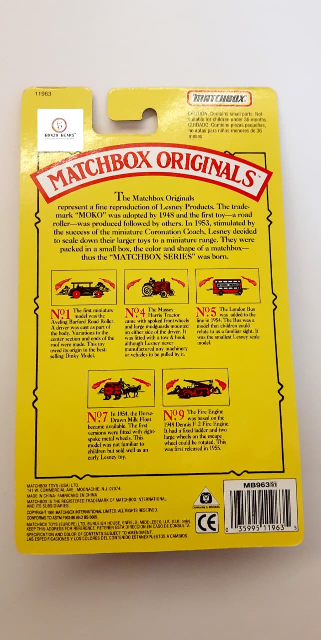 Matchbox Originals - No.1 Aveling Barford Road Roller (1992 released)