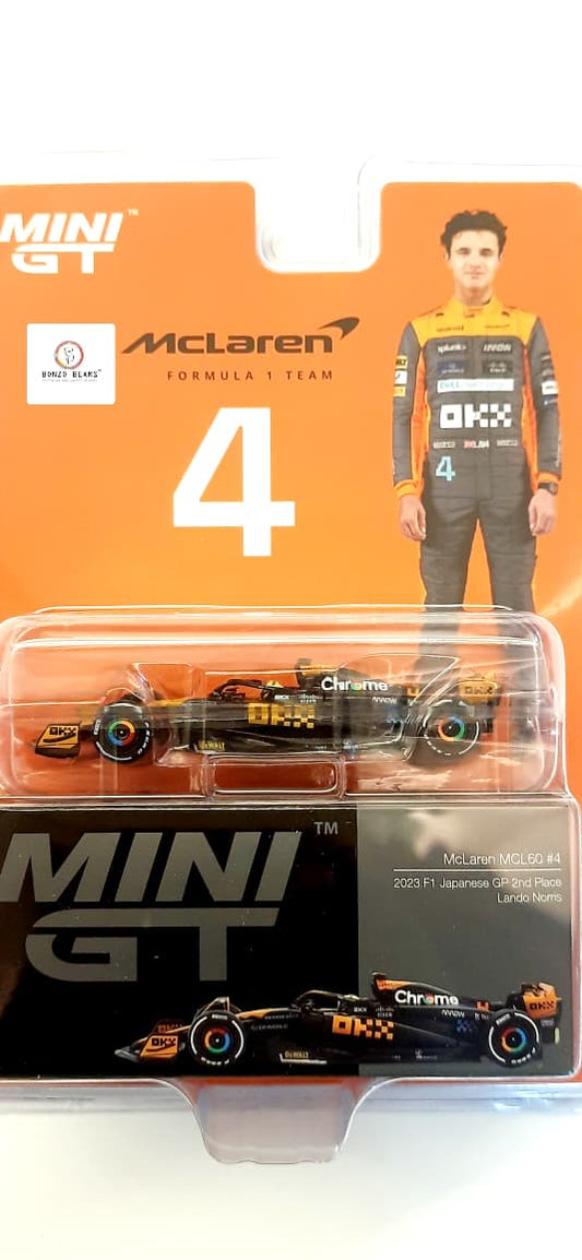 McLaren MCL60 #4 Lando Norris 2023 F1 2023 Japanese GP - Mini GT (Blister Pack) 2024 Release BB11