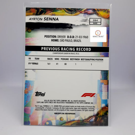 AYRTON SENNA #284 (Rare) Blue Refractor 19/99( Limited to 99 Copies World wide)- 2024 Topps Finest F1 Formula 1