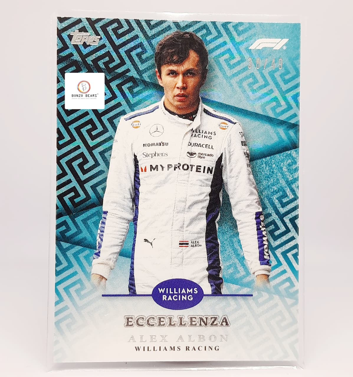 Alex Albon – 2024 Topps Eccellenza F1 – Blue Parallel Refractor (38/49)( Limited to 49 prints World Wide) | Williams Racing| Bonzo Bears
