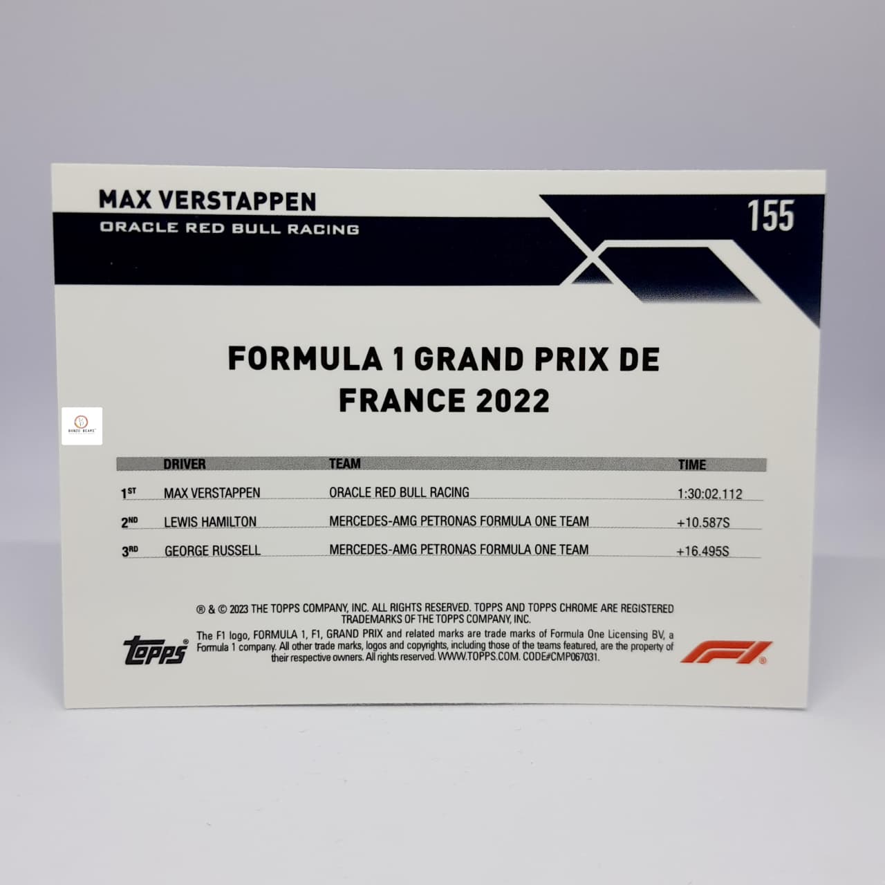 Max Verstappen #155 Grand Prix France- 2023 Topps Chrome Formula 1- F1- Base card