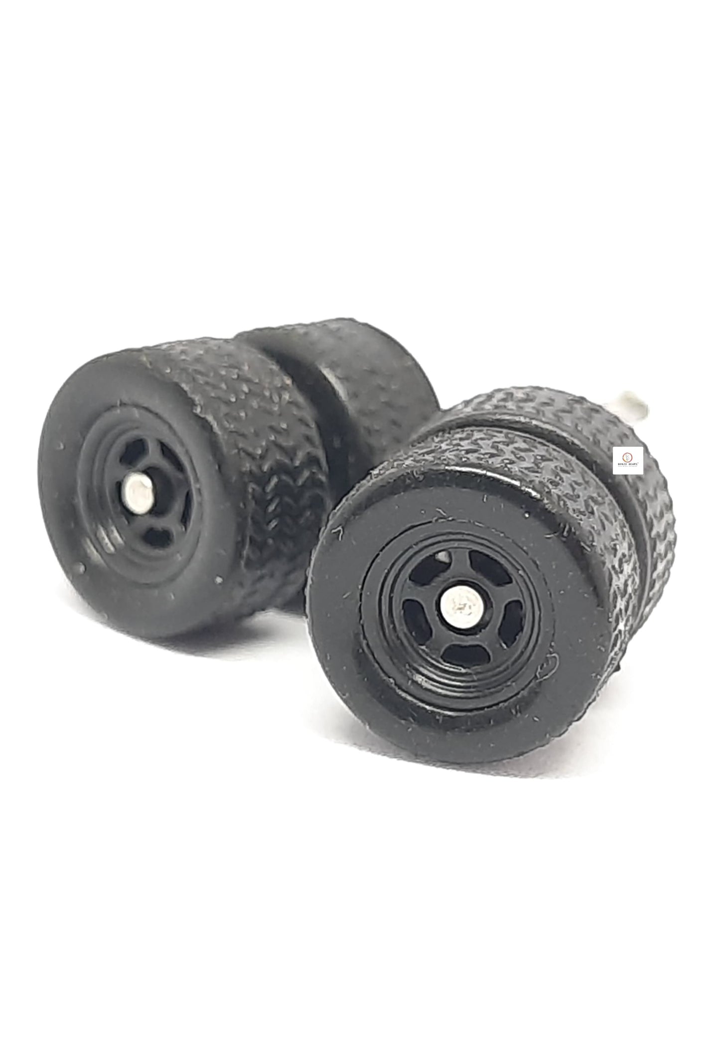 10mm Dia 5 Spoked Black Rim Rubber Tyres for 1/64 cars