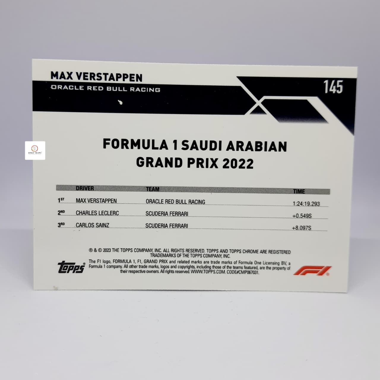 Max Verstappen base #145 - 2024 Topps Chrome Formula 1- F1 -(2022 F1 Saudi Arabian Grand Prix )-Base card
