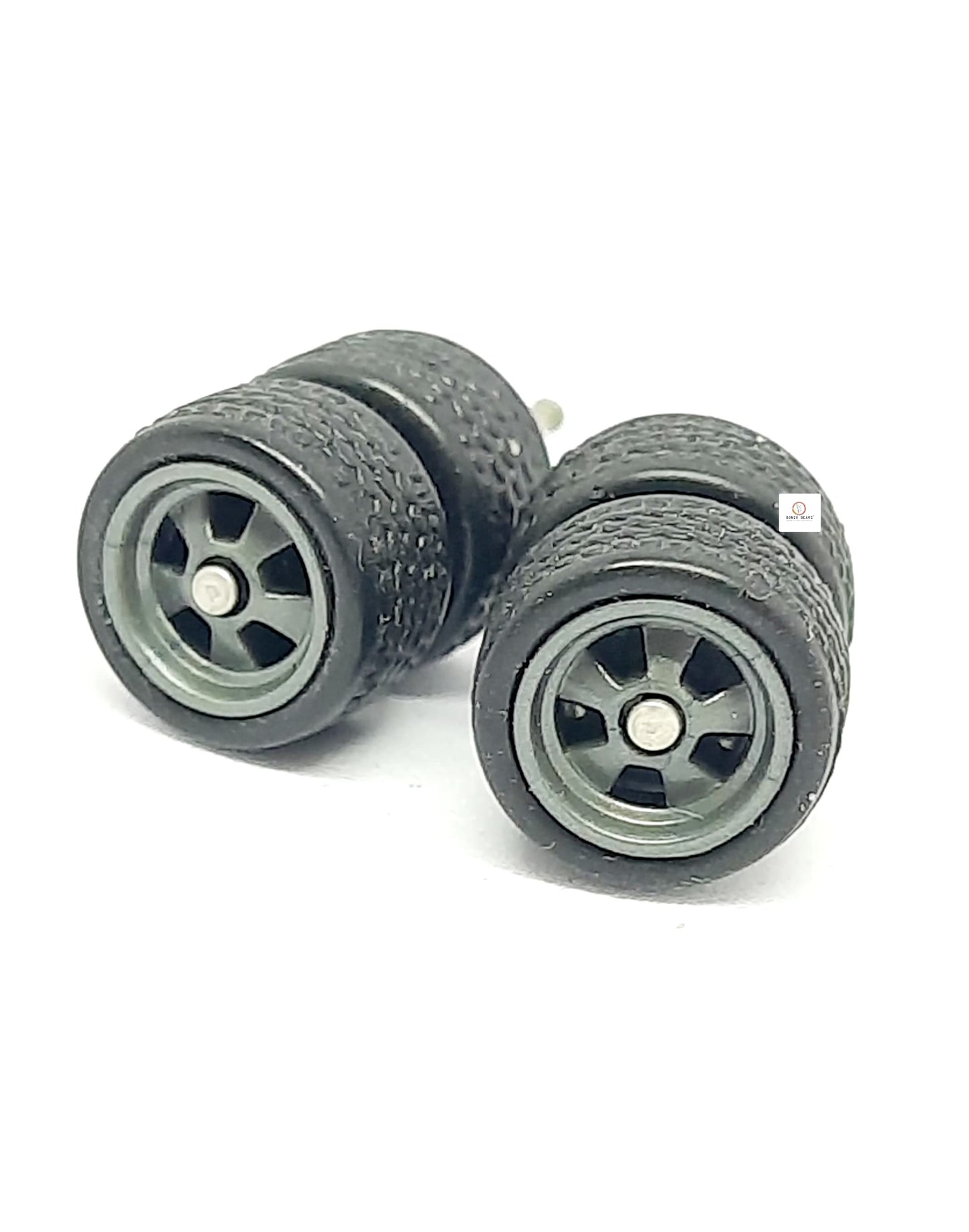 10mm Grey 5 Spoked Rubber Tyre - for 1/64v car