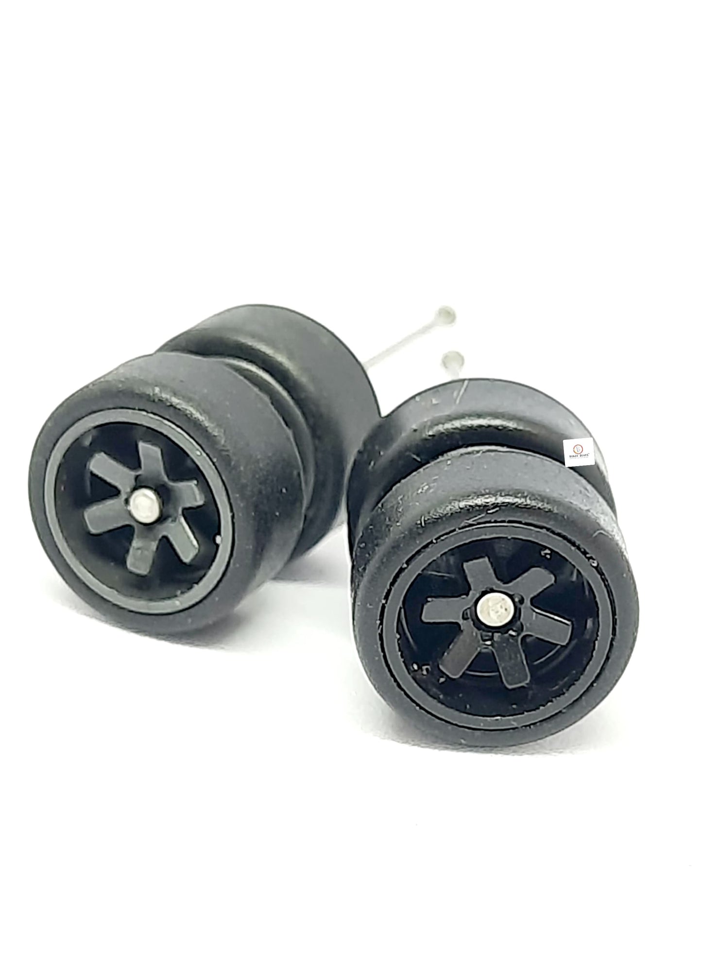 10mm Dia 6 Spoked - Black Rim Rubber Tyre - for 1/64 car