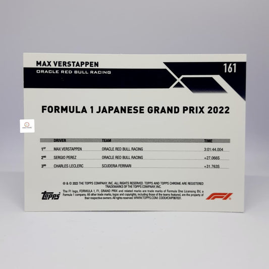 2022 Max Mestappen #161 Base card - 2023 Topps chrome F1 Japanese Grand Prix