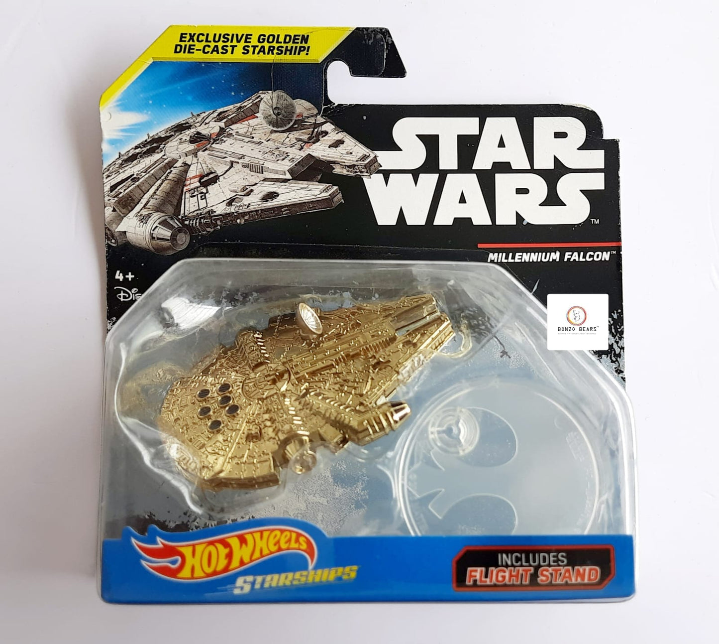 Gold Millennium Falcon - Star Wars - Hot Wheels Starships( Approx 1:340 Scale/ 4 inch)