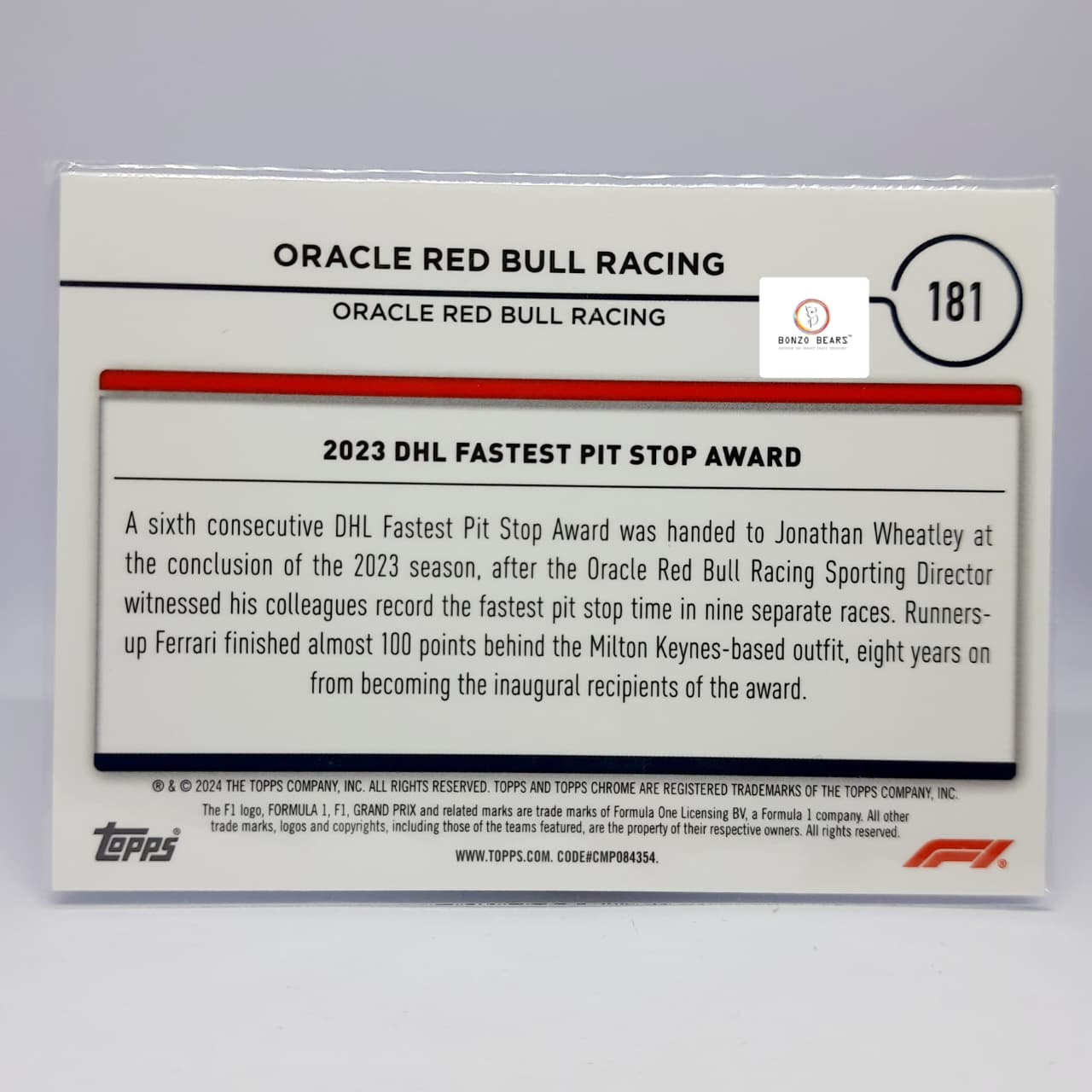 2024 Topps Chrome Sapphire Edition Formula 1 #181 - Award Winners - 2023 DHL Fastest Pit Stop Award