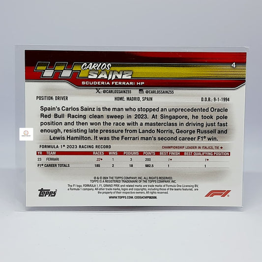2024 Topps Paddock Pass Formula 1 - Red Foil Carlos Sainz #4