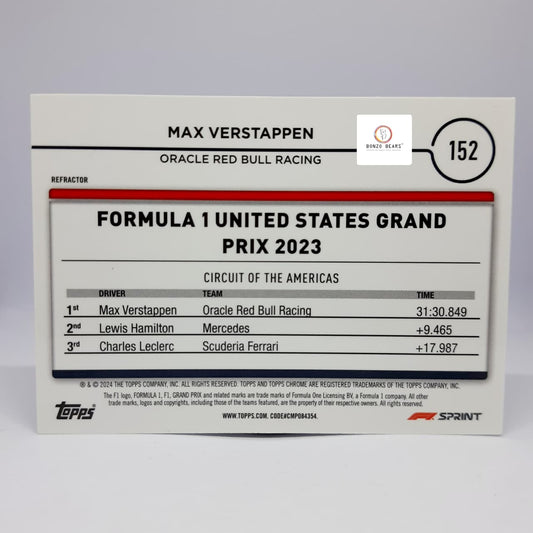 Max Verstappen Refractor #152 - 2024 Topps Chrome Formula 1 Canada Grand prix