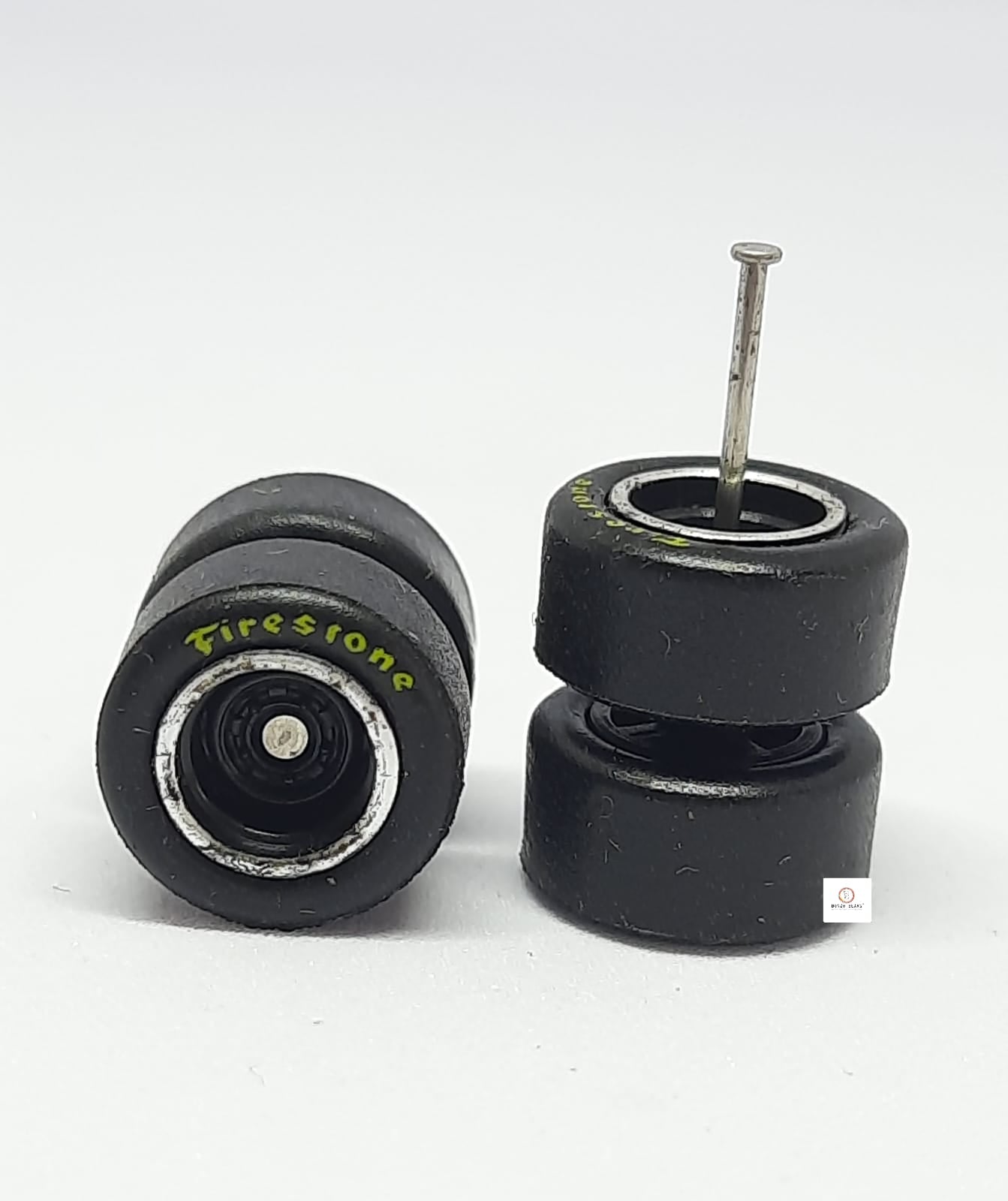 10mm Dia Rubber Tyre with "Firestone Logo" for 1/64 Car