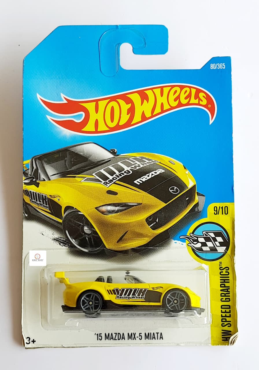 '15 Mazda MX-5 Miata - Hot Wheels (Yellow) | Old Card