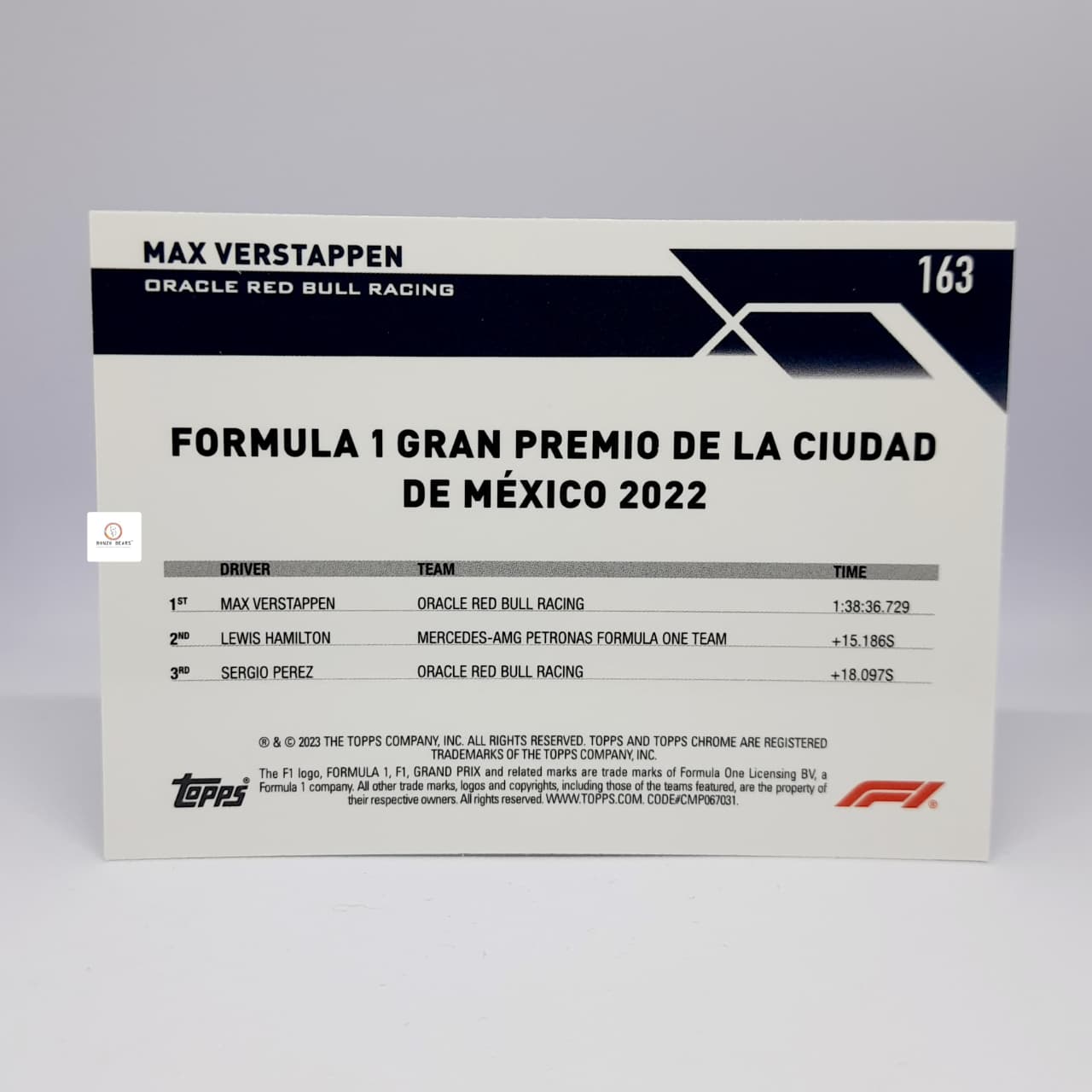 2023 Topps Chrome Max F1 vestappan #163 Mexico Grand prix - Base card