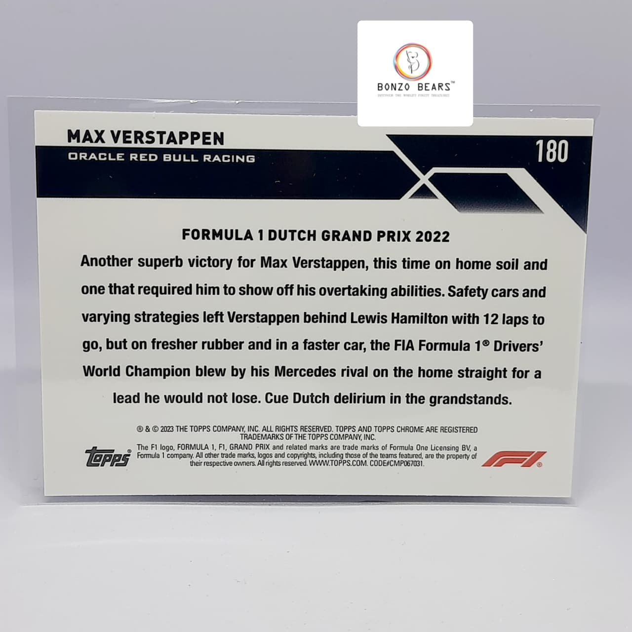 Max Verstappen Red Bull Racing 2023 Topps Chrome F1 Formula 1 Sapphire Edition #180 | Bonzo Bears
