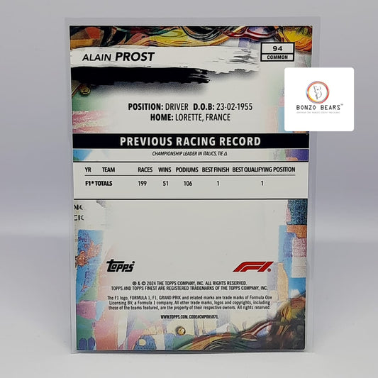 Alain Prost - 2024 Topps Finest Formula 1 F1 Blue Refractor 48/200 #94| Bonzo Bears