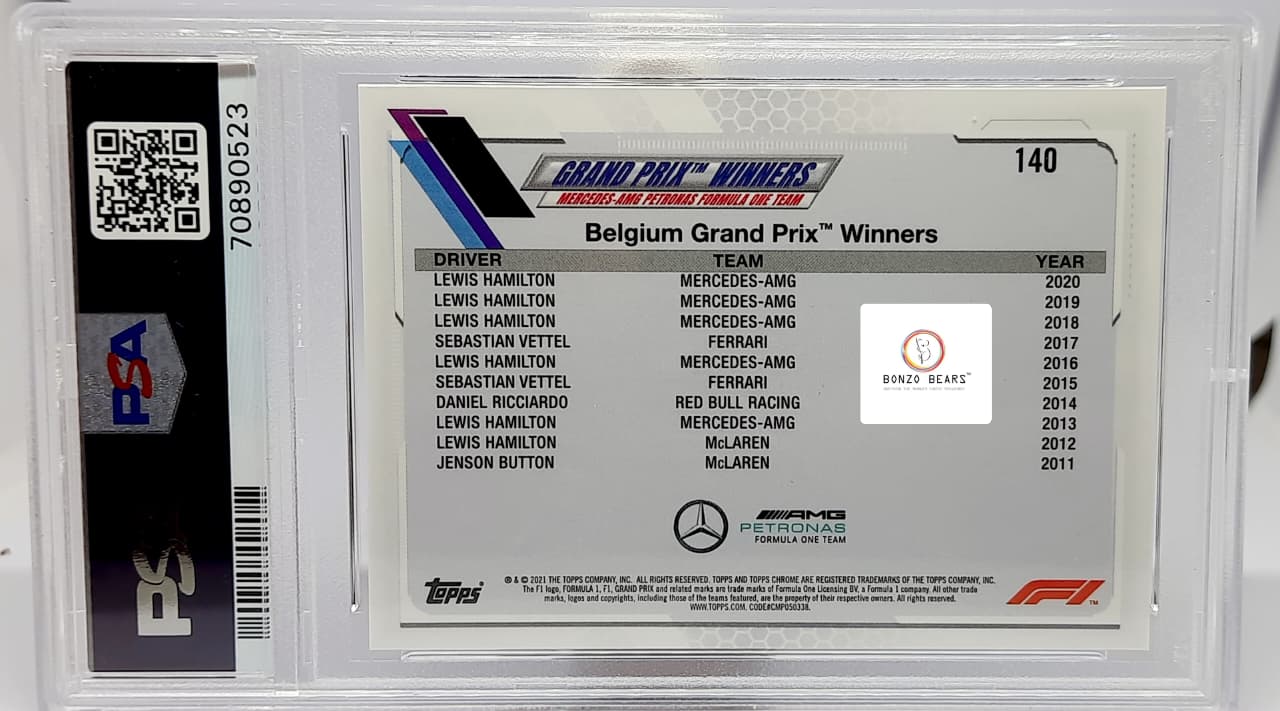 LEWIS HAMILTON 2021 Topps Chrome Sapphire Formula 1 #140 PSA Graded 8 | Bonzo Bears