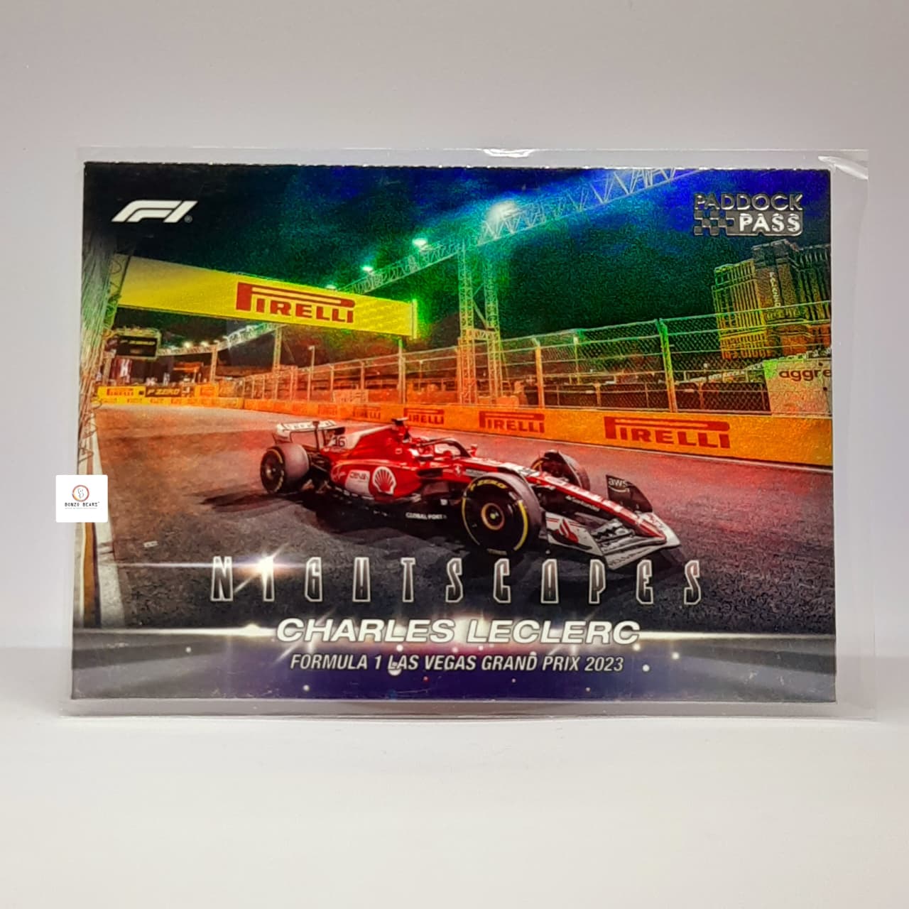 2024 Topps Paddock Pass Formula 1 – Charles Leclerc Scuderia Ferrari – NS-3 Nightscape Insert | Bonzo Bears