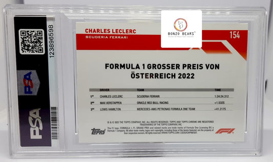 Charles Leclerc 2024 Topps Chrome Aqua Sapphire Formula 1 F1 64 /99 #154 PSA 8 Mint | Bonzo Bears