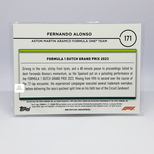 Fernando Alonso - 2024 Topps Chrome F1 #171 -(2023 Formula 1 Dutch Grand Prix) RayWave Refractors