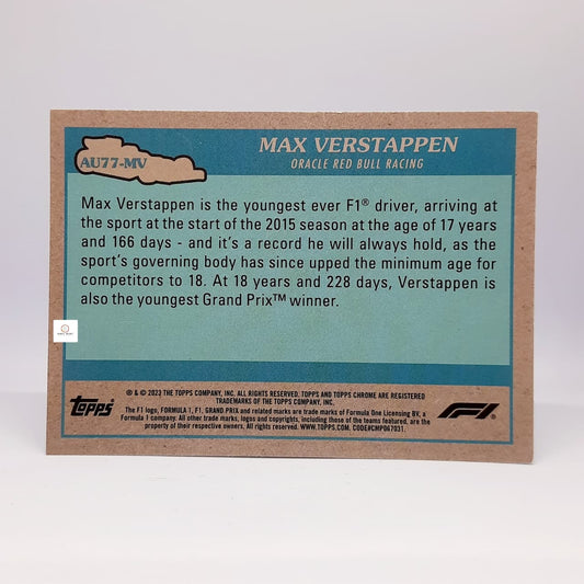 MAX VERSTAPPEN 2023 Topps Chrome Formula 1 Autos of 1977 #AU77-M - Refractor -Insert Card
