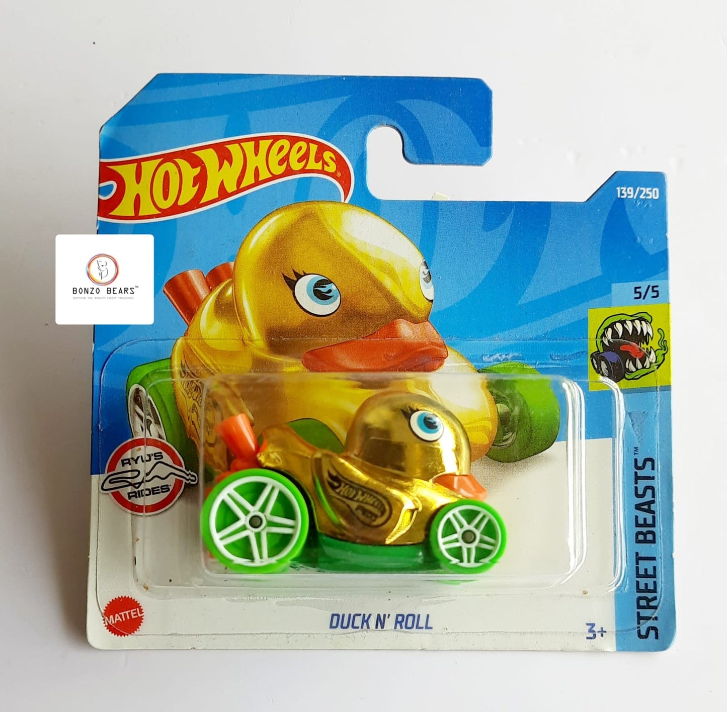 Exclusive Gold Duck n Roll - Hot Wheels (European Short Card) | Bonzo Bears PB30