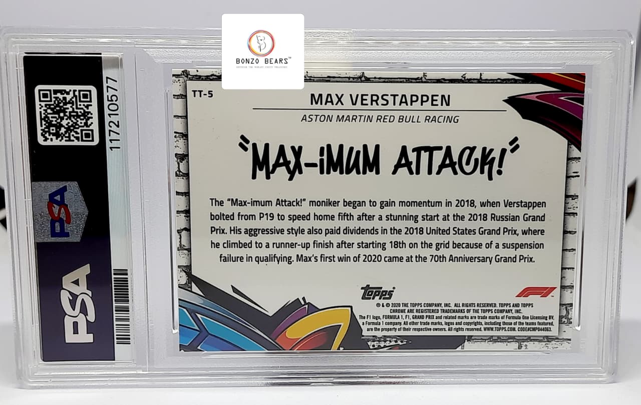 MAX VERSTAPPEN (PSA Graded)2020 TOPPS CHROME FORMULA 1 TRACK TAGS #5 PSA 7 | Bonzo Bears