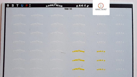 Good year and Eagle Tyre Water Slide Decal for 1/64-- Hot wheels , Minit GT & Tomica