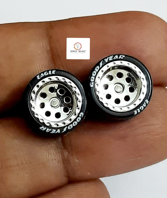 Rubber Tyre - 10mm Silver Rim with Goodyear Eagle - 25mm Axle, Cv5