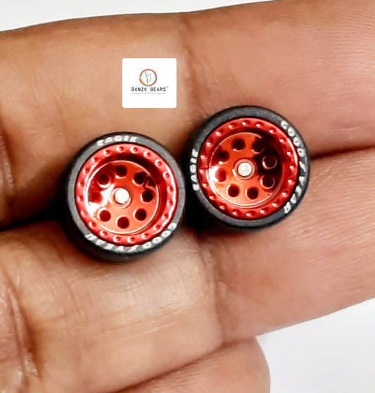Rubber Tyre - 10mm Red Rim with Goodyear Eagle - 25mm Axle, Cv5