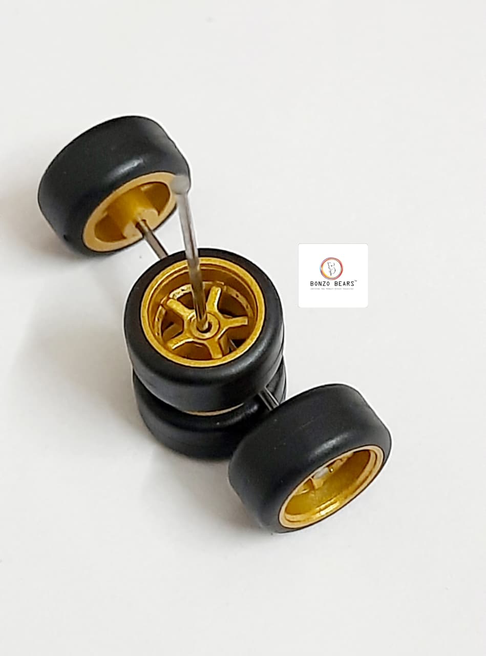 Rubber Tyre - 10mm Gold Star 5 Spoke - 28mm Axle, Cv6 – Bonzo Bears