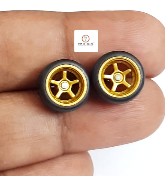 Rubber Tyre - 10mm Gold Star 5 Spoke - 28mm Axle, Cv6