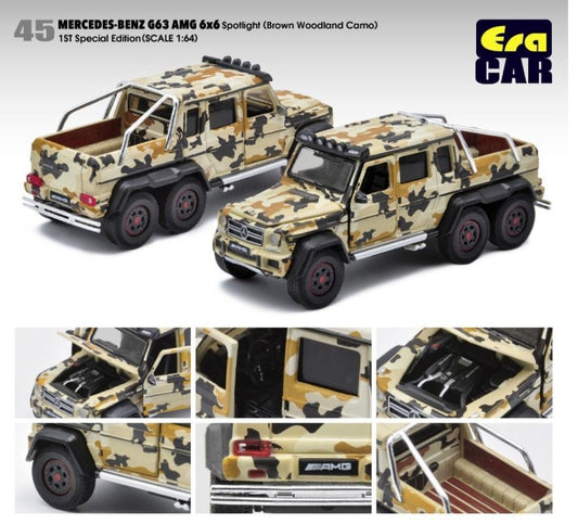 1:64 Mercedes-Benz G63 AMG 6x6 in Brown woodland Camo - ERA 1st Special Edition with Engine Detail (Sealed)