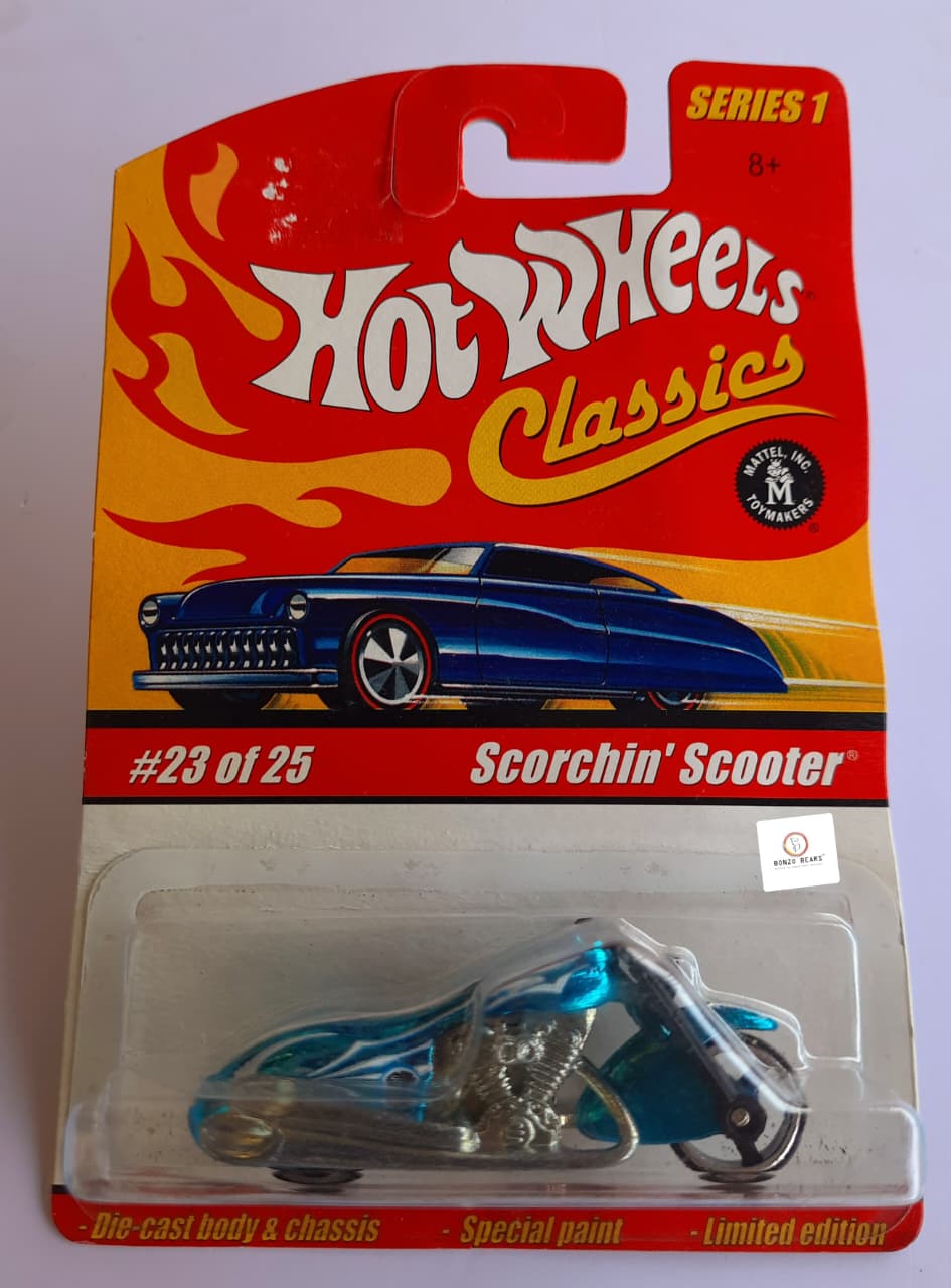 Classics Scorchin' Scooter - Spectrflame Blue Collecter card - Hot Wheels