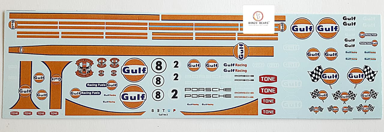 Gulf Water Slide Decal for - for 1/64-- Hot wheels , Minit GT & Tomica