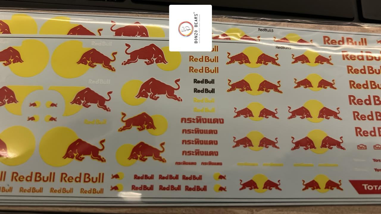 Red Bull Water Slide Decal for - for 1/64-- Hot wheels , Minit GT & Tomica