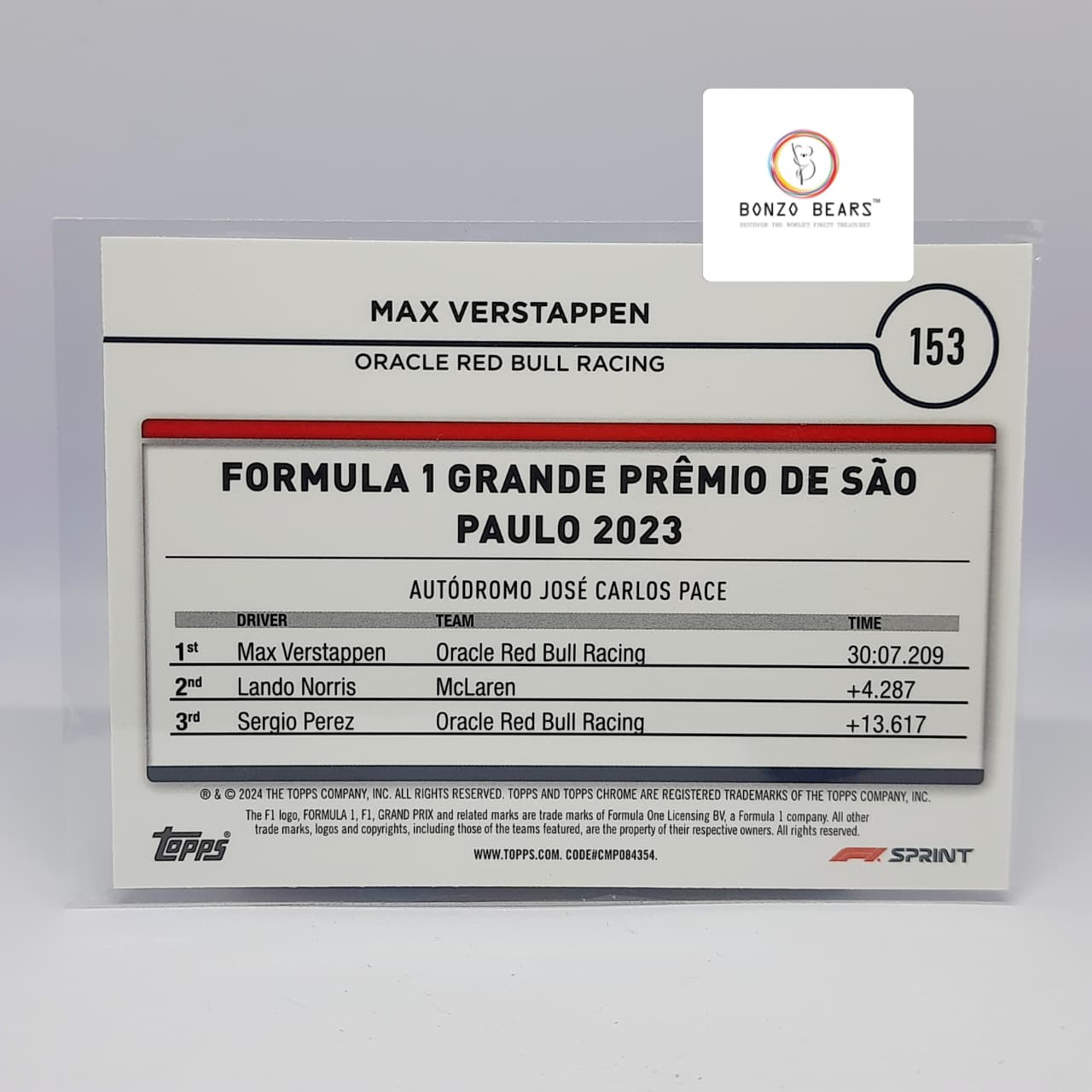 Max Verstappen Checker Flag #153 -2024 Topps Chrome F1 |Topps Chrome F1 | Bonzo Bears