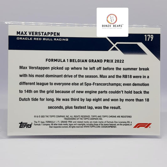 Max Vestappan - Fushia Lava Design (Limited Numbered) – Oracle Red Bull Racing 182/250 Belgian Grand Prix 2022 Topps chrome F1 card | Bonzo Bears
