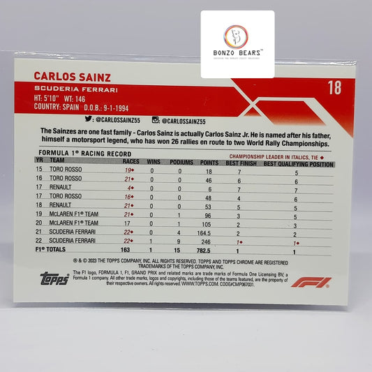 Carlos Sainz – Mini Diamond (Numbered 199/299) – 2023 Topps Chrome Formula 1 #18 | Bonzo Bears | Bonzo Bears