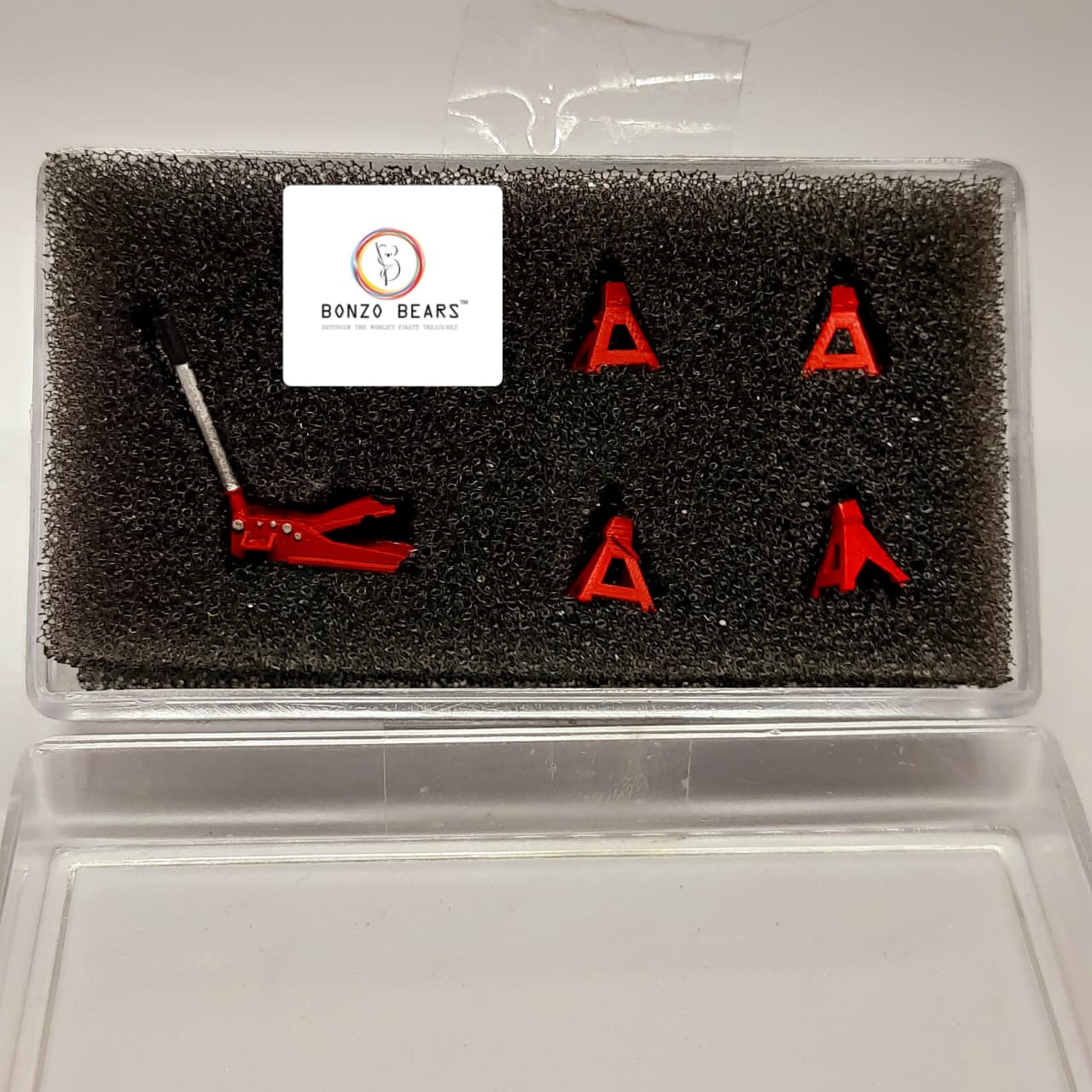 Resin made 4 Jack Stands + 1 Trolley Jack for 1:64 Dioramas | Bonzo Bears