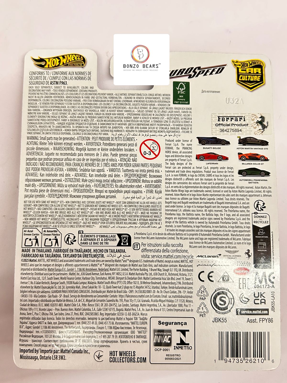 LAFERRARI HOT WHEELS PREMIUM EURO SPEED 2025 - 1/64 | Bonzo Bears