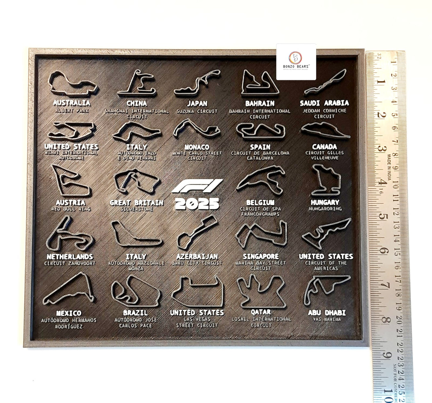 Formula 1 2025 | 3D Circuit Wall Art (Black) - High Detailed