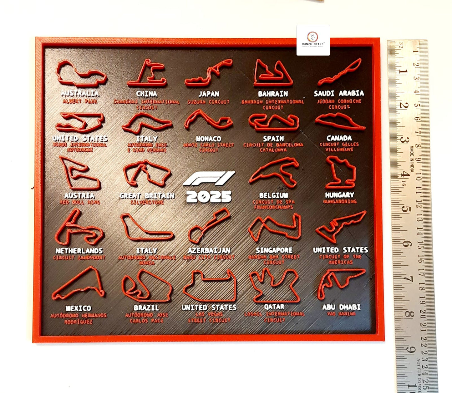 Formula 1 2025 | 3D Circuit Wall Art (Red) - High Detailed