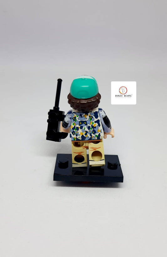 Dustin Henderson with Hellfire Club T-Shirt with Walkie Talkie - LEGO Compatible Mini Figure | Stranger Things